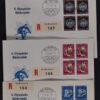 SWITZERLAND, OLYMPIC GAMES 1948 ST MORITZ IN BLOCKS OF 4, ON 4 ENVELOPES <i>Schweiz, Olympische Spiele 1948 St. Moritz in Viererblocks, auf 4 Briefumschlägen.</i>