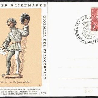 SCHWEIZ, Offizielle Karte Tag der Briefmarke 1957